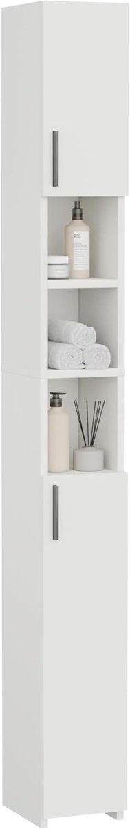 Smalle Badkamerkast - Wit - Hoge Opbergkast voor Badkamer, Keuken of Woonkamer
