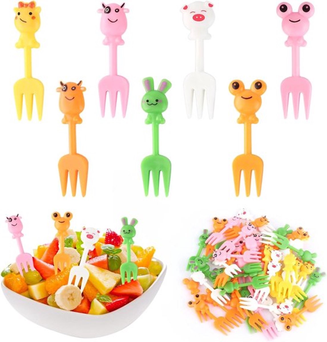 50 Stuks Dieren Fruitvorken - Mini Vorken Voor Kinderen - Bento Box Accessoires - Herbruikbare Picks Voor Lunchbox, Feestjes, Theetijd, Verjaardag