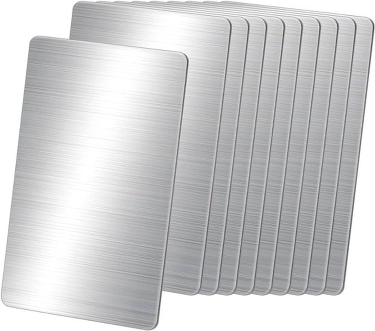 Roestvrijstalen blanco visitekaartjes, pakket van 10 stuks, 8x5 cm, lasergegraveerd, thuis en kantoor
