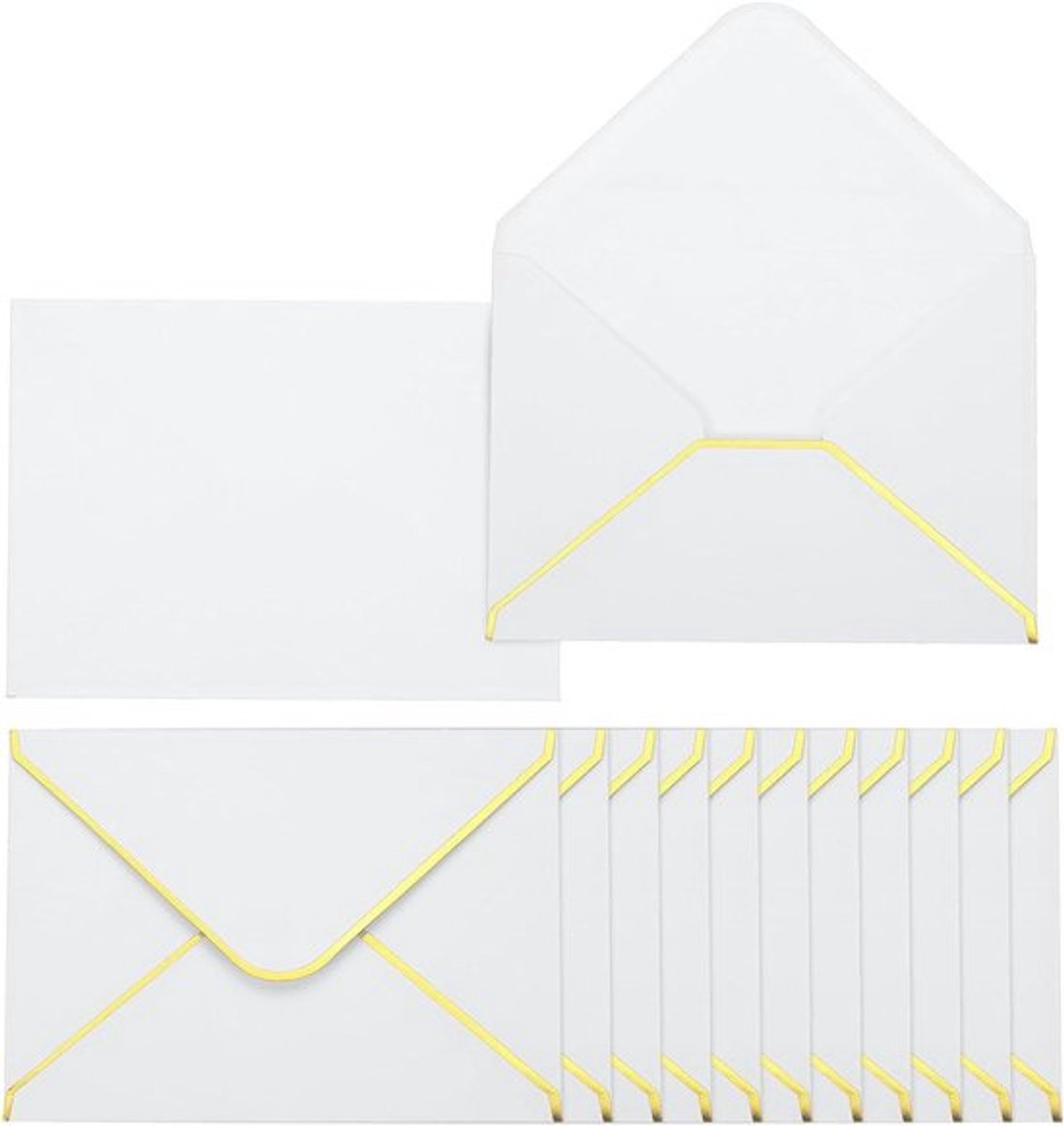 100 Pack Witte A7 Enveloppen met Gouden Rand voor Kantoor, Bruiloft en Uitnodigingen