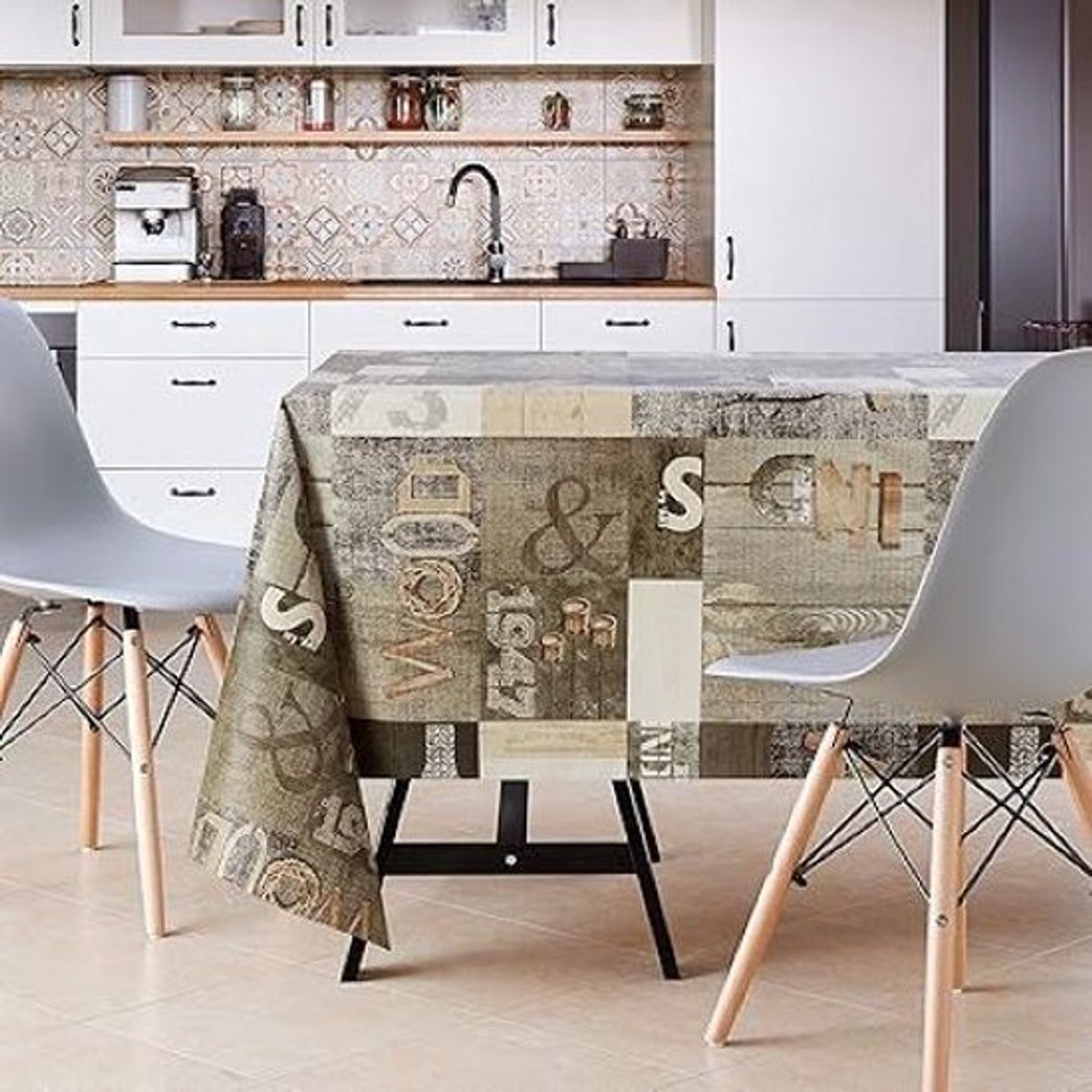 Tafelkleed- met hout industrieel patroon - 200 x 140 cm rechthoekig tafelkleed voor 6 zitplaatsen-waterdicht