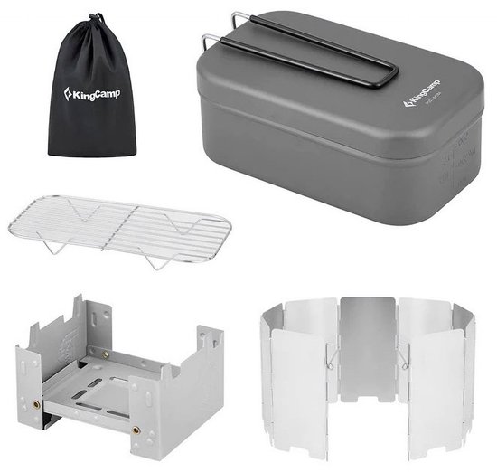 Camping-kookset Mess Tin Set - Outdoor-kooktoestel met opvouwbare aluminium pan 500 ml — afbeelding 5