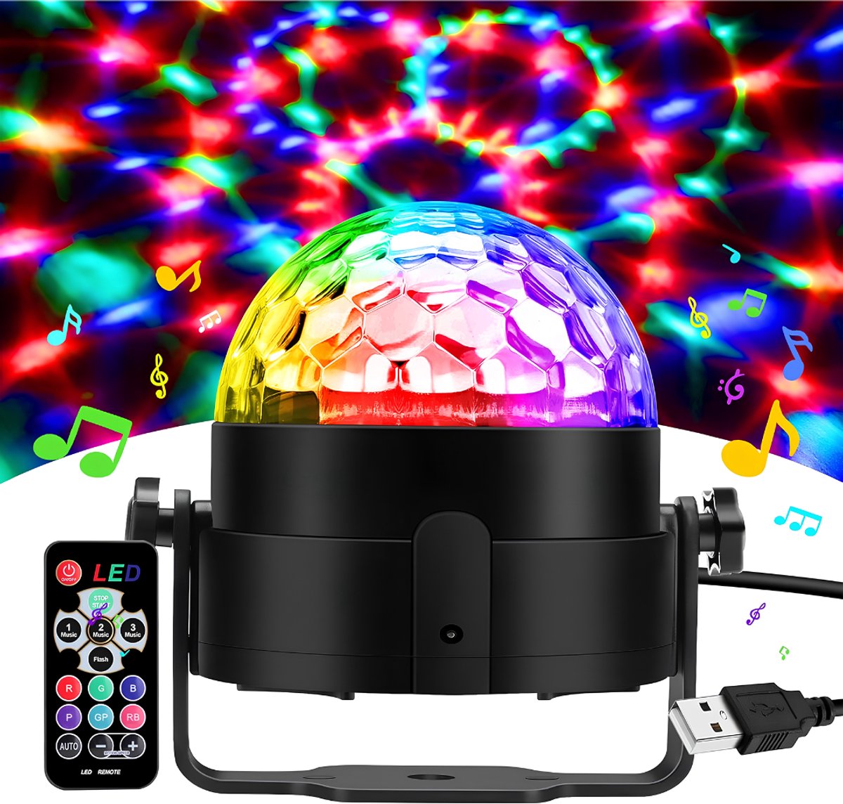 Lìon® Discolamp - Feestverlichting - Discolampen - Zwart - 9cm x 9cm x 10cm