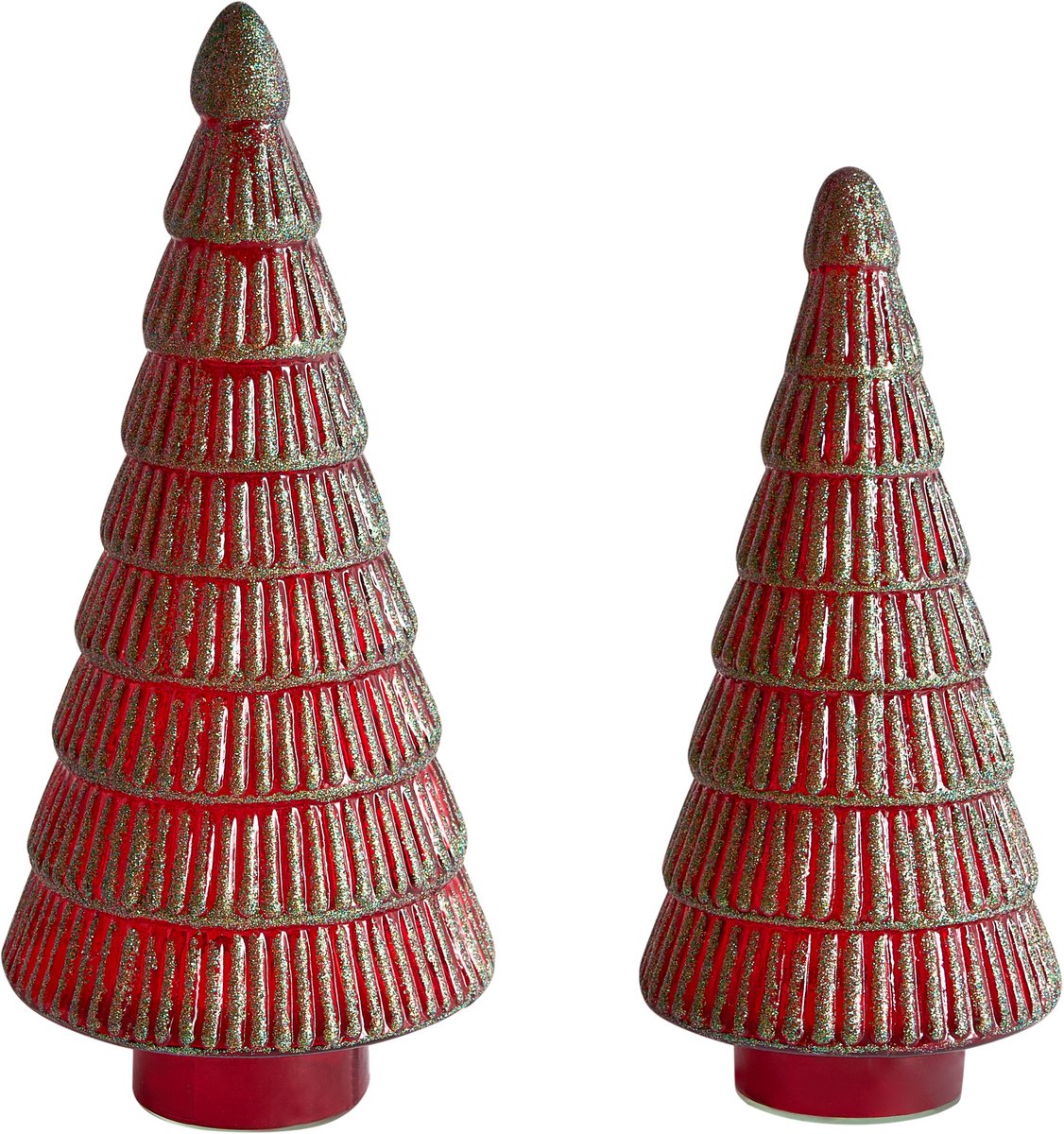 PURUVESI - Set van 2 kerstdecoraties - Groen/Rood - Glas
