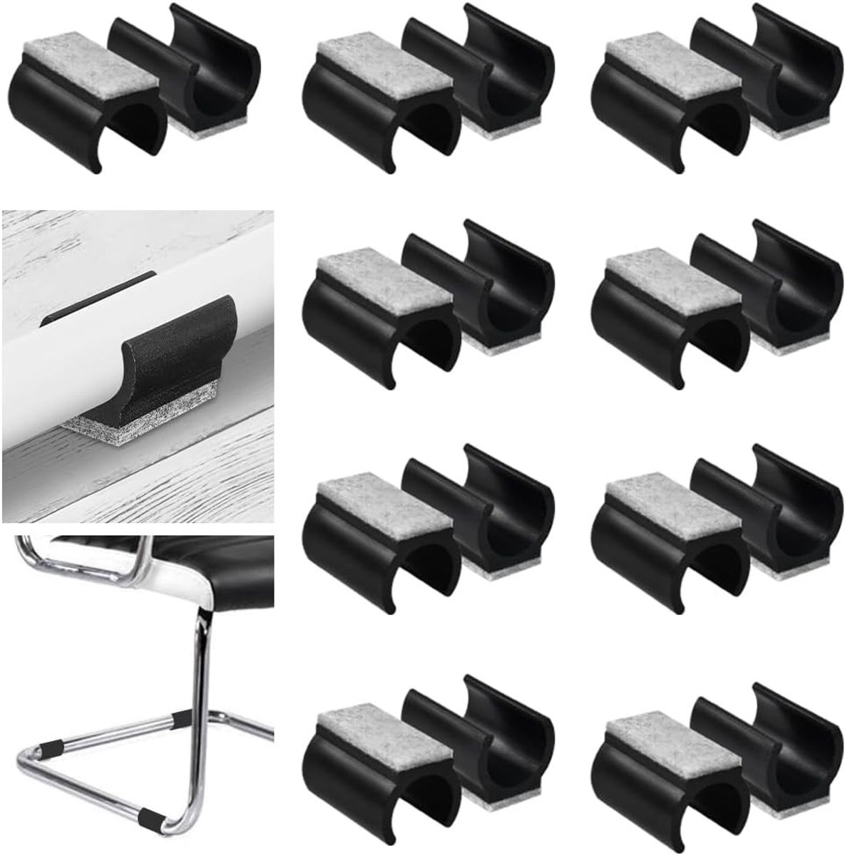 Viltglijders - Zwart - 25 mm - Geluiddempend en Antislip - Voor Meubels met Ronde Poten