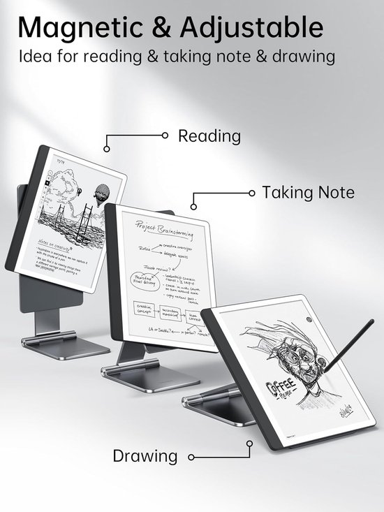 Verstelbare Magnetische Tabletstand voor Kindle Scribe 10.2 Inch - Draagbare Aluminium Houder voor Lezen en Werken, Ideaal voor Thuis en Kantoor — afbeelding 2