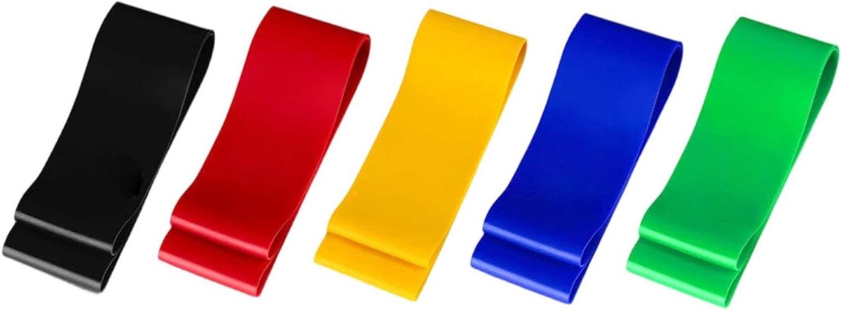 Weerstandsbanden set - Fitness elastieken - Krachttraining thuis - Verstelbare weerstandsniveaus - 5 stuks - Multicolor