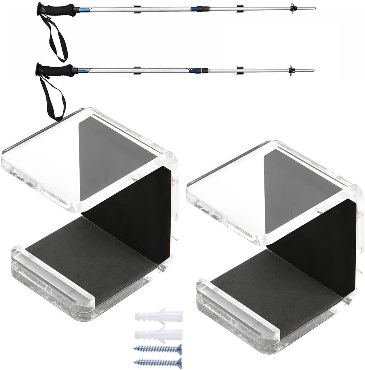 Hockeystickrek - Displayhouder Beugel - Sportuitrusting Opslag - Antikras Kussens - 2 Stuks - Transparant