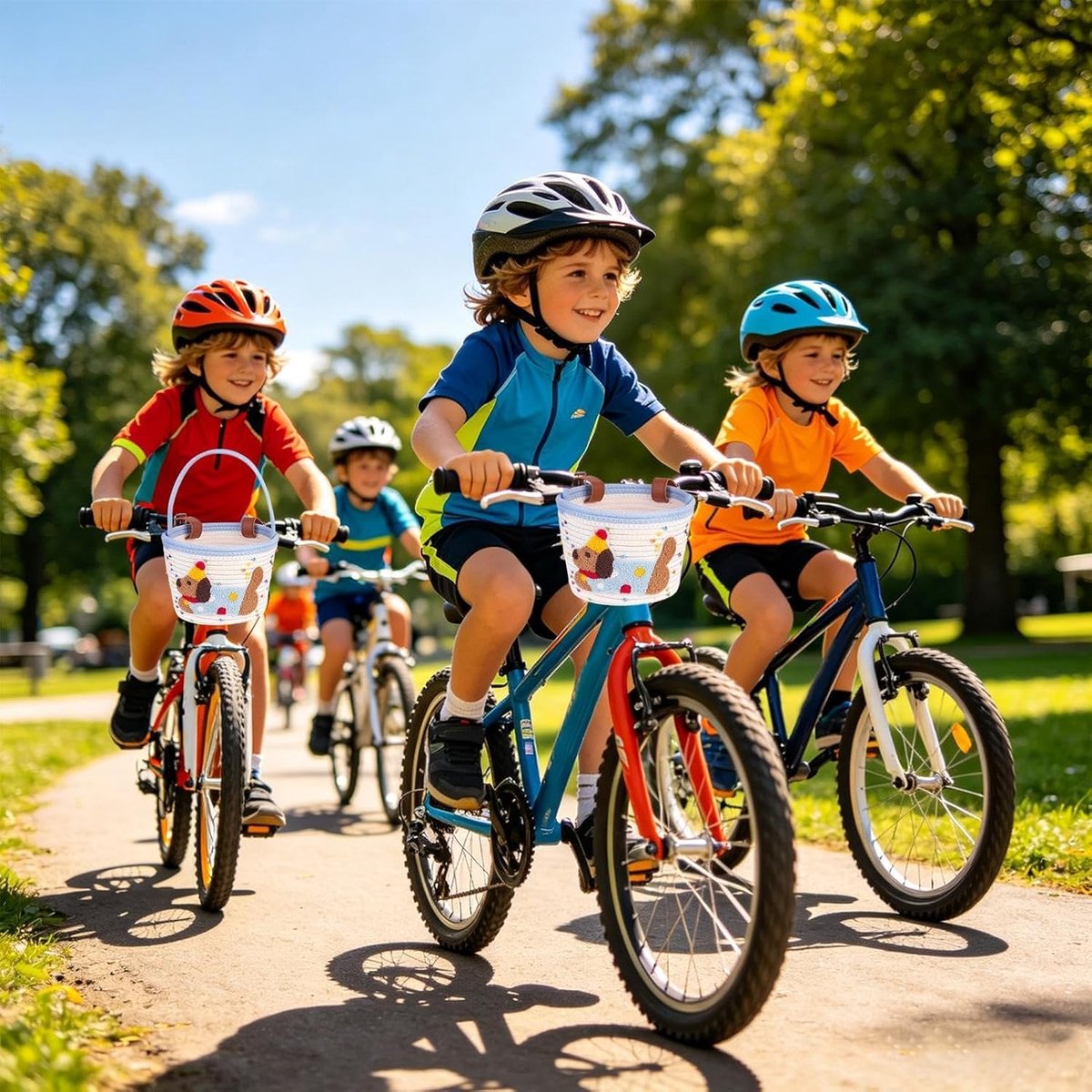 Kinderfietsmandje Teckel - Fietsmand Kinderen - Spullen Vervoeren - Veilig Katoenen Touw - 21.5 x 16.5 x 16 cm - Blauw