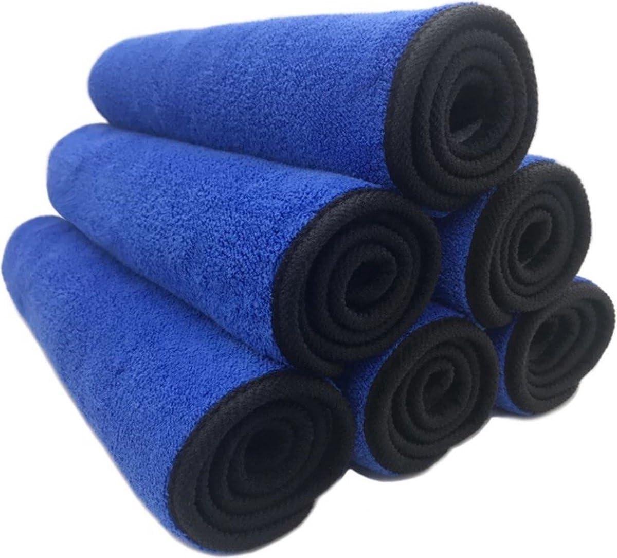 Microvezel Autodoeken - Poetsdoeken Droogdoeken - Auto Snel Drogen - Krasvrij Schoonmaken - 30x60cm 5 stuks - Blauw Zwart