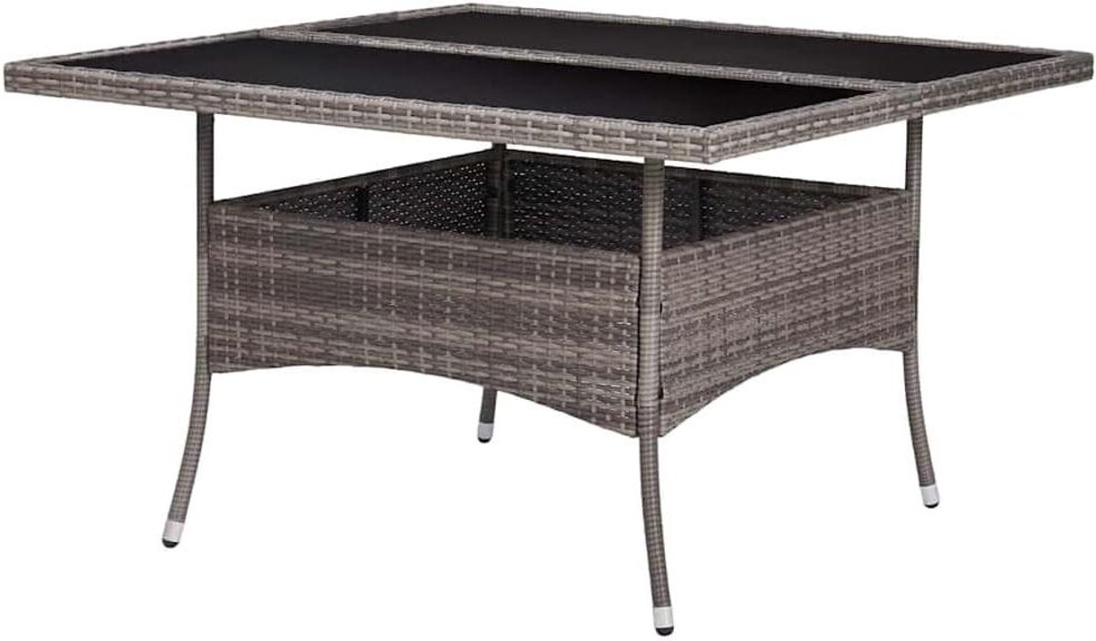Tuinsettafel - Eettafel Buiten - Buiten Dineren - Onderhoudsvriendelijk Glasblad - 120 x 120 x 75 cm - Grijs
