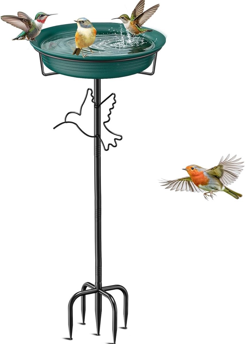 Stijlvolle Vogelbad en Voederbak voor Tuin, Geschikt voor Wilde Vogels, Groot en Vorstbestendig