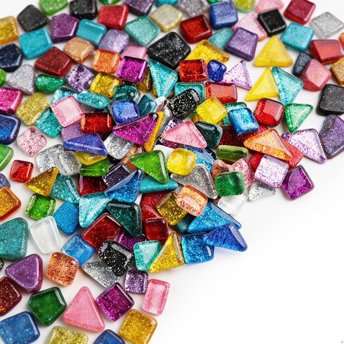 Mozaïektegels - Kleurrijk - 250 Stuks - Gekleurd Glas met Glittereffect - Voor Creatieve DIY Projecten