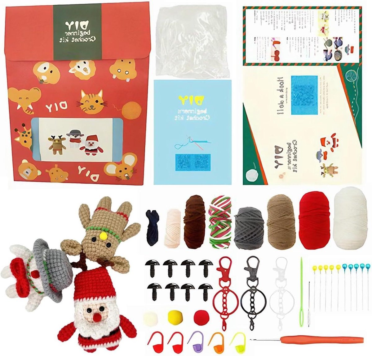 Kerst Haken Pakket - Haakset Volwassenen - Feestelijke Decoraties Maken - Alles-in-één Kit - 22 x 17 x 8 cm