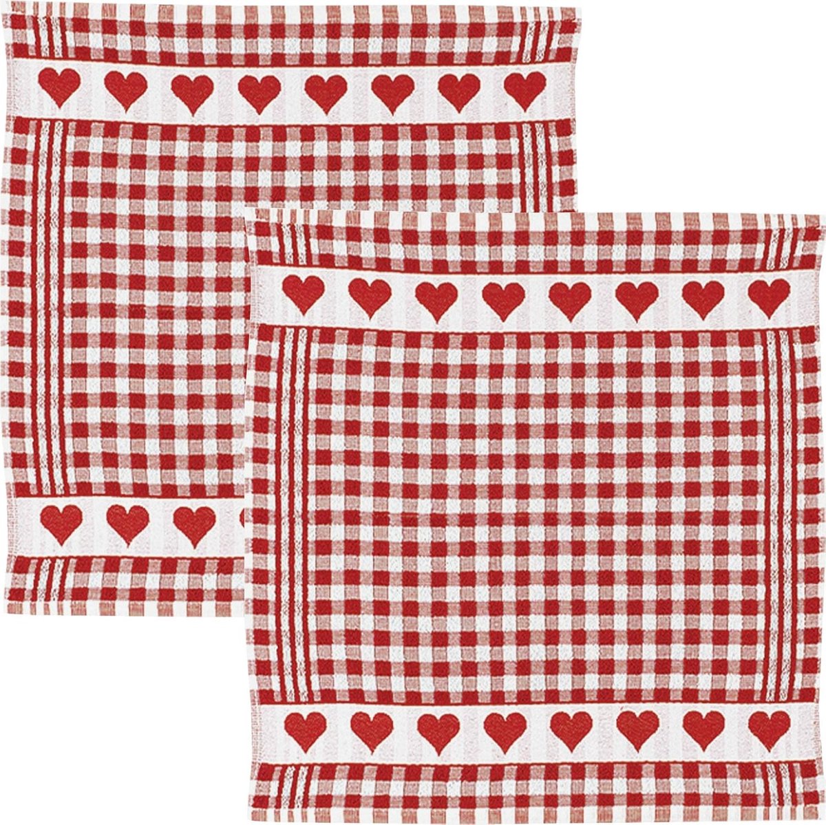Theedoek Set van 2 - Geruit Design - Katoen - Badstof met Jacquard - Voor Keuken en Huishouden