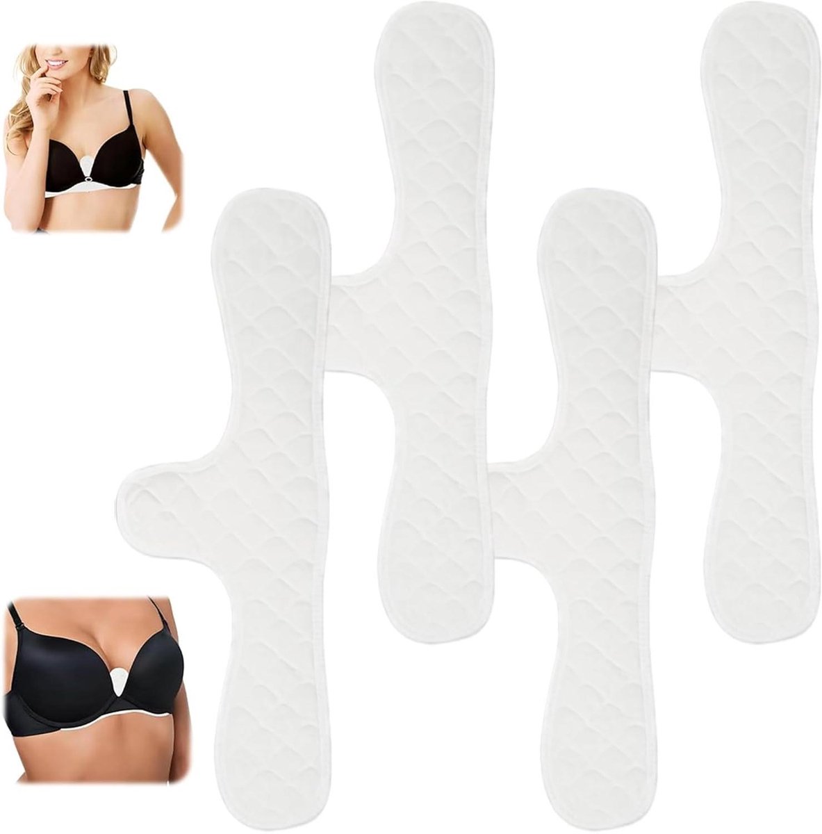 BH Pads - Zweet Pads - Onderbust Bescherming - Ademend Katoen - 4 Stuks - Wit
