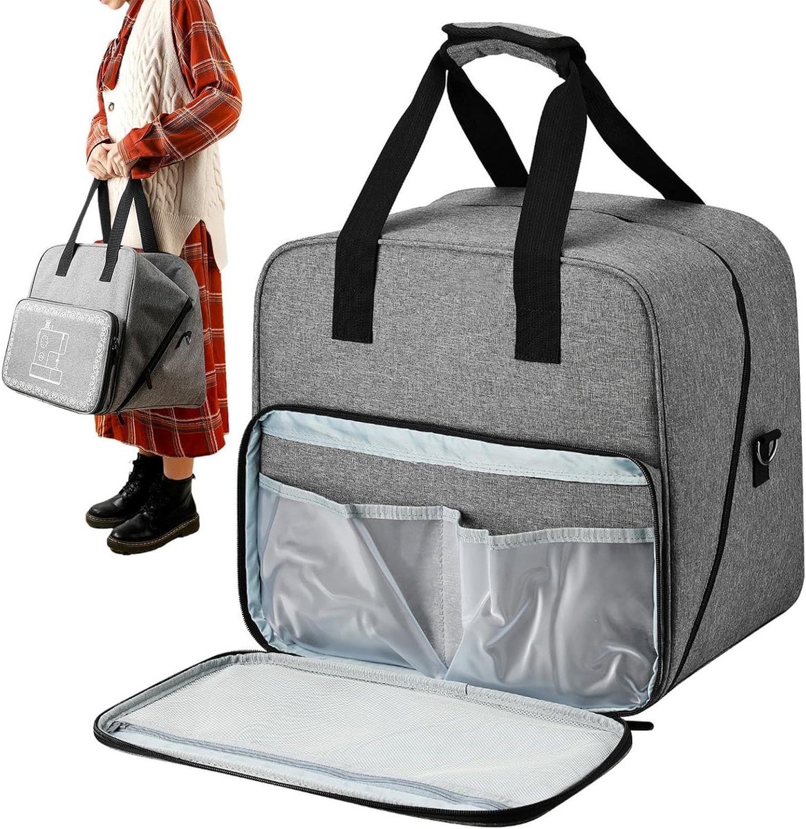 Naaimachinetas - Opbergtas Naaimachine - Naaimachine Vervoeren - Waterdichte Oxford Stof - 46.3 x 38.2 x 6.7 cm - Donkerpaars