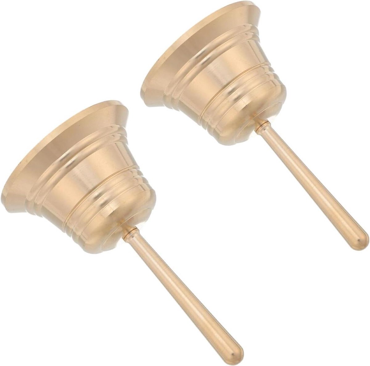 Massief Koperen Handbel - Oproepbel Dinerbel - Feestelijke Oproepen - Luide Klank - 8.8 x 5.3 cm - Goud