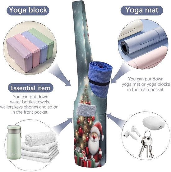Yogamattas Canvas - Sporttas Gymtas - Yogaspullen Vervoeren - Met Waterfles Zakken - 90 cm Lengte - Stijl — afbeelding 4