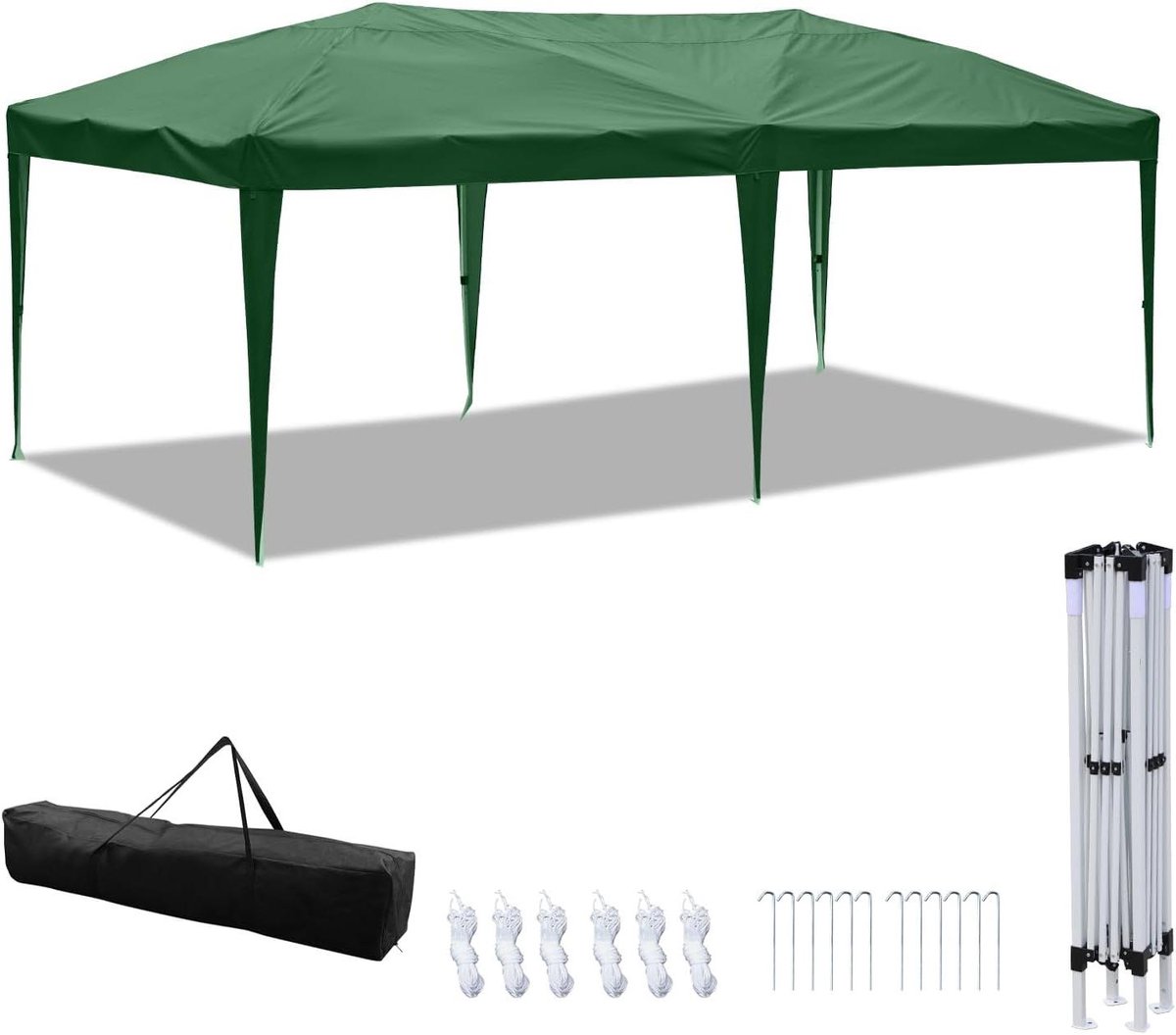 Vouwtent Pavilion - Partytent Feesttent - Buitenfeest Organiseren - Eén Klik Hefunctie - 3 x 6 meter - Groen