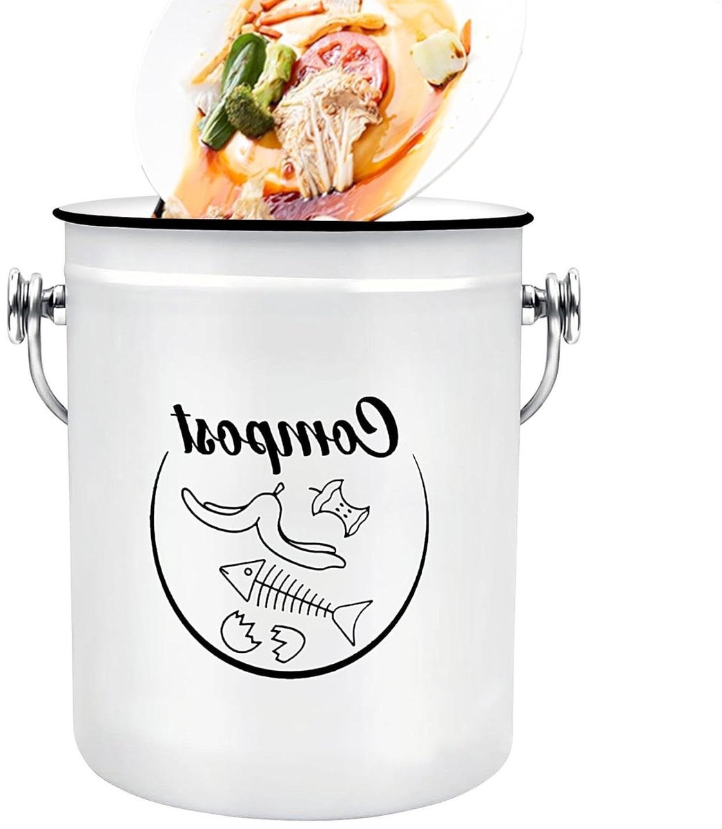 Compost Bak Keuken - Afvalbak Keuken - Duurzaam Compostereren - Boerderij Vorm - 5L - Wit