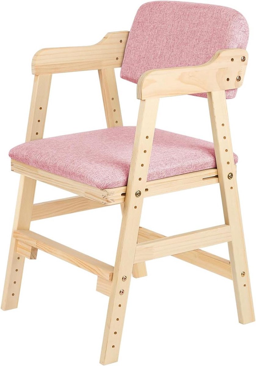 Kinderbureau Stoel - Leesstoel Kinderen - Studeren en Lezen - In Hoogte Verstelbaar - 45x46x76cm - Roze
