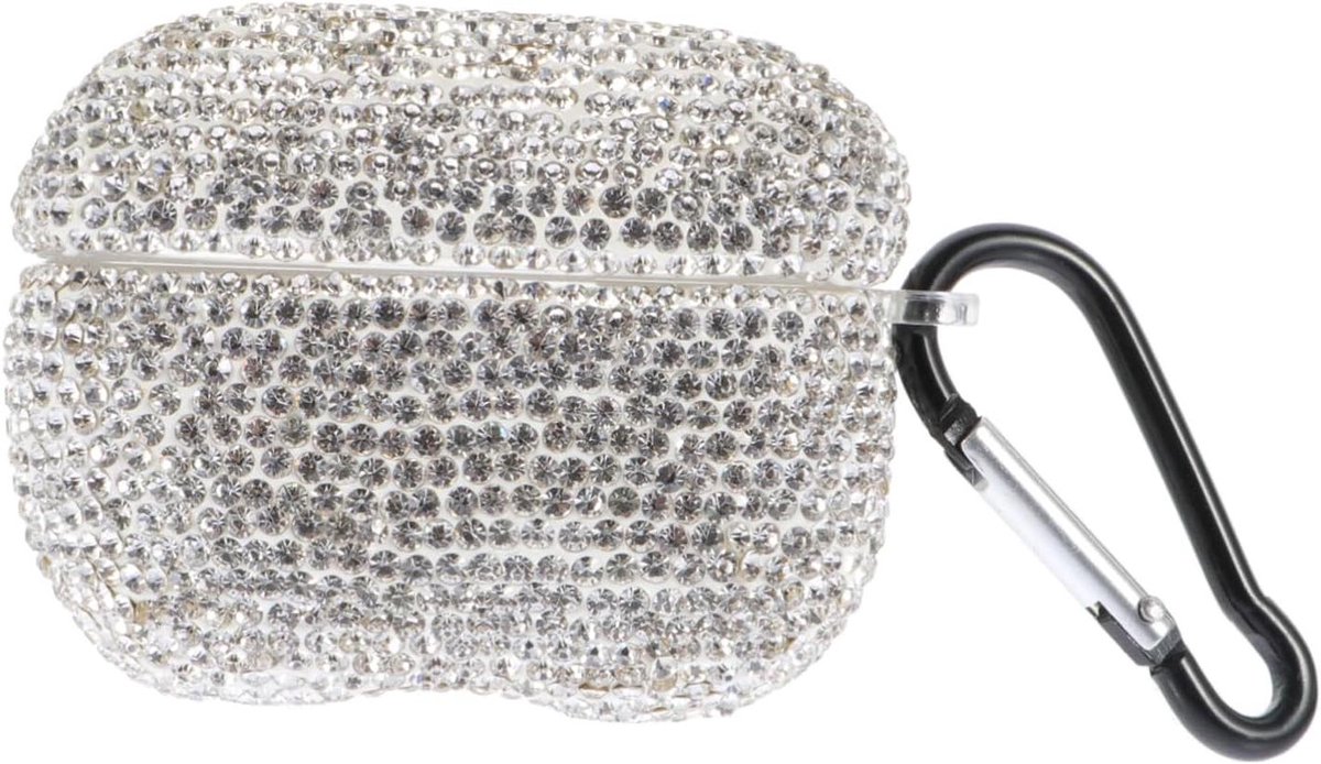 Oortelefoonhoesje - Koptelefoonhoes Beschermer - Decoratie Bescherming - Strass Ontwerp - 6.5 x 6 x 2.5 cm - Wit
