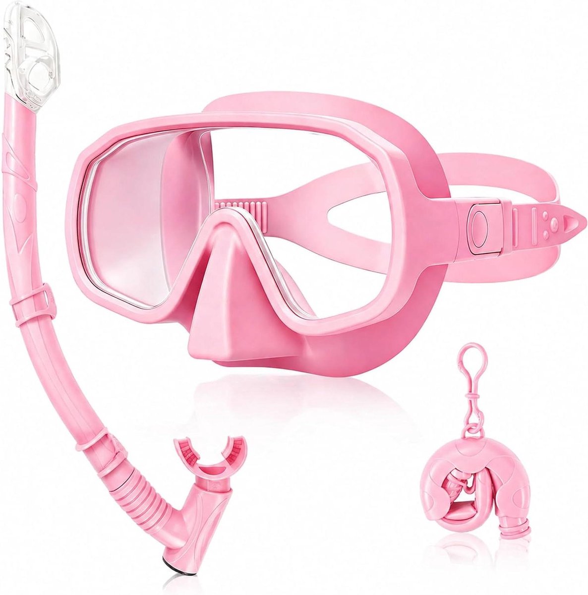Snorkelset Volwassenen - Duikmasker Set - Onderwater Verkennen - Droge Snorkel Technologie - 21 x 15 x 6 cm - Roze