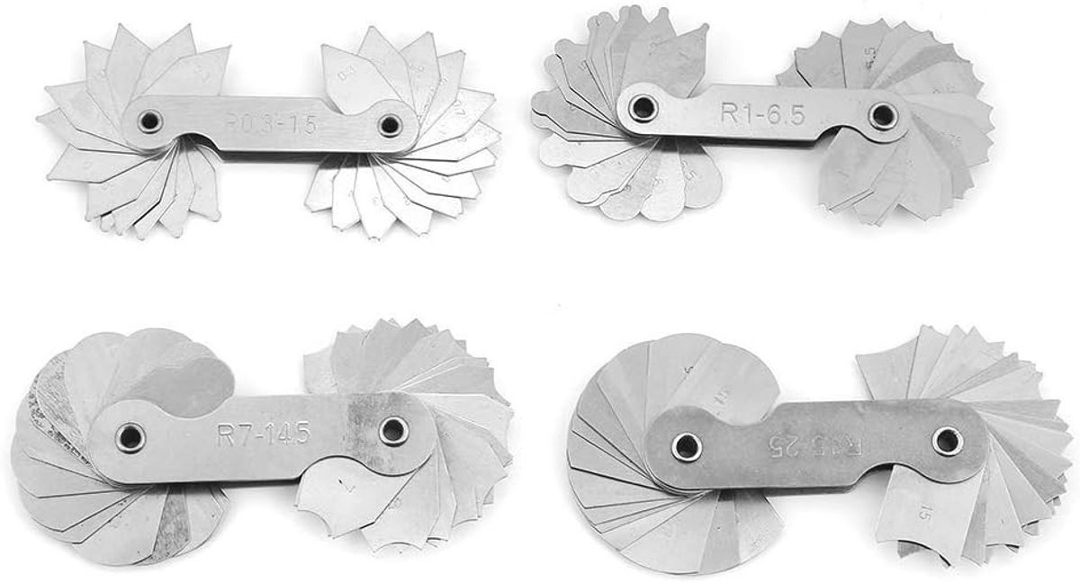 4-delige RVS Filet Gauge Set voor Nauwkeurige Metingen, Radius Gauge en Meetinstrumenten voor Diverse Toepassingen