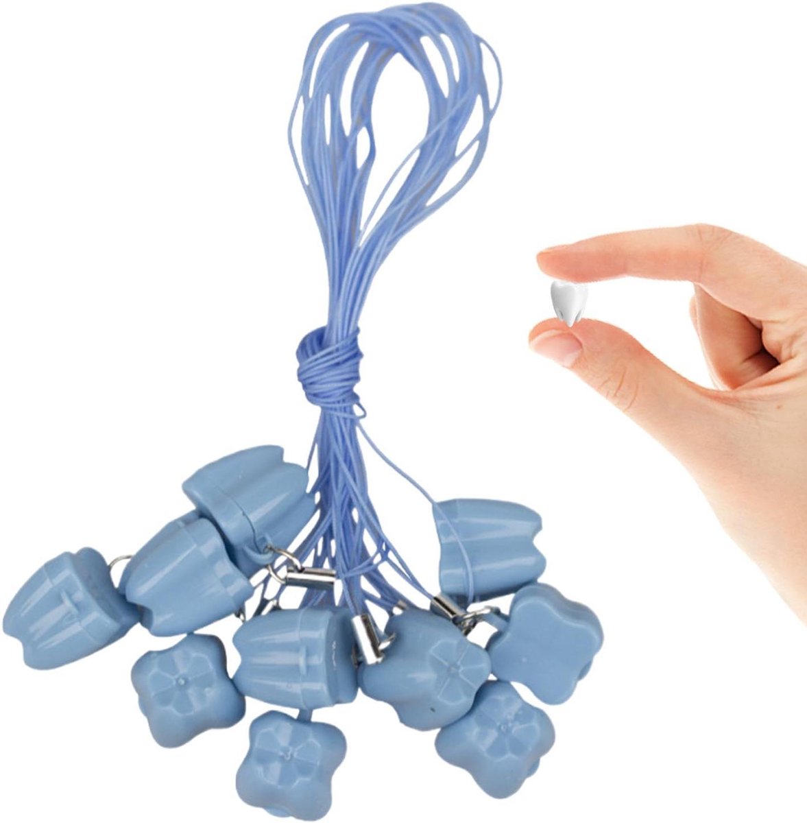 Tandendoosje Baby - Tandenbewaarder Aandenken - Bewaren Melktanden - Speels Tand Design - 10.5 x 10 x 3.5 cm - Blauw