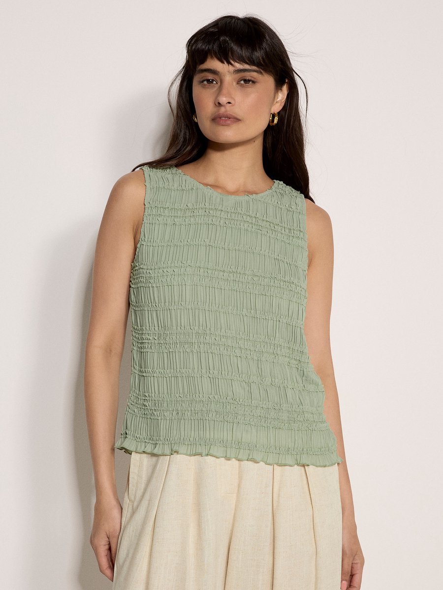 Chiffon top met gekreukelde ruches