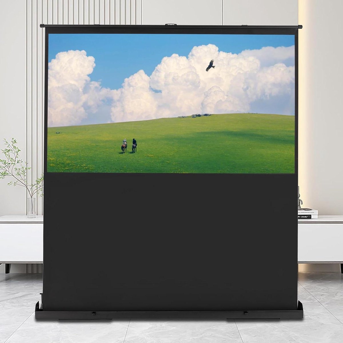 Projectiescherm - Pull-up scherm Beamerdoek - Thuisbioscoop Ervaring - Zelfvergrendelend Systeem - 80 inch 16:9 - Zwart