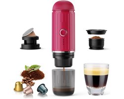 2026 Draagbaar elektrisch koffiezetapparaat voor gemalen koffie en NS-capsules. Snelle zelfverwarmingstechnologie met USB-C. Perfect voor campers, wandelen, kamperen, kantoor en een actieve levensstijl. Een ideaal kerstcadeau voor mannen-rood