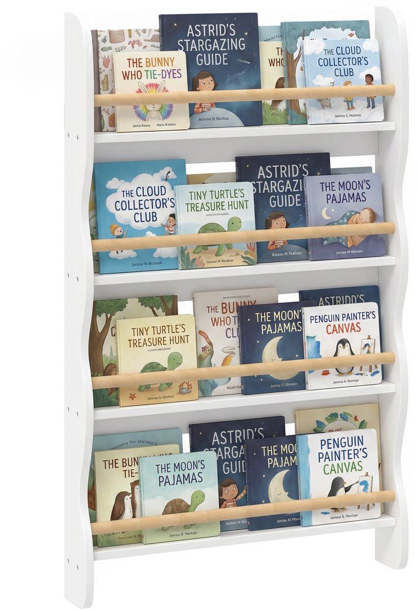 AIYAPLAY Kids Bookcase-MDF, Kiefernholz-60L x 10B x 98H cm-Weiß
