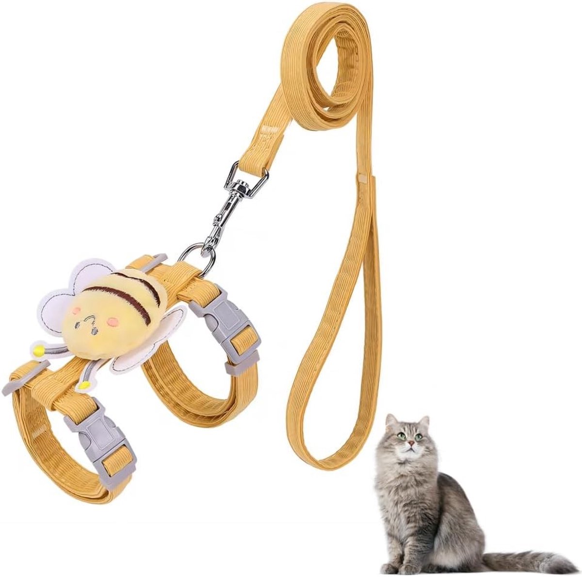 Kattenharnas - Geel - Verstelbaar - Polyester - Voor katten, kittens en konijnen