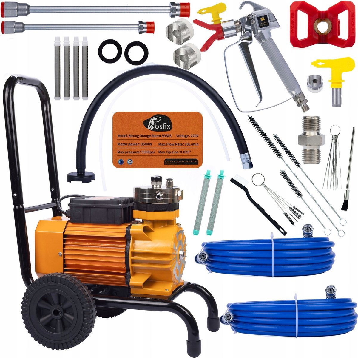 Rosfix Airless Verfspuit Strong Blue Storm SBS03 - 3500W Borstelloze Motor - 22MPa 18L/min