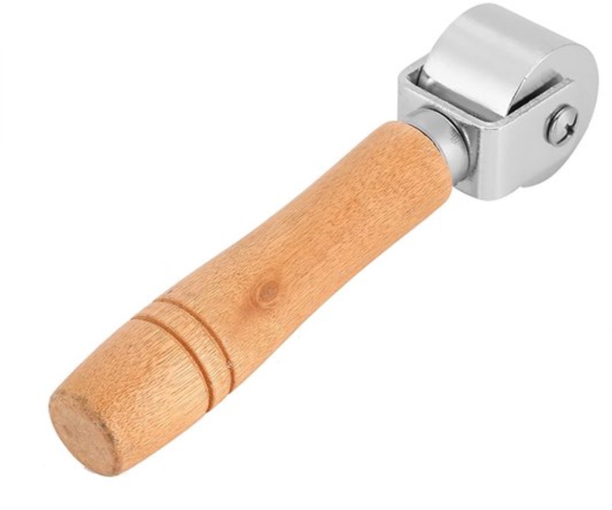 Edge Creaser - Houten Handvat - Koolstofstaal Roller - 100mm/60mm/26mm - Zilverkleurig - Voor Leerbewerking - Leerdrukrol