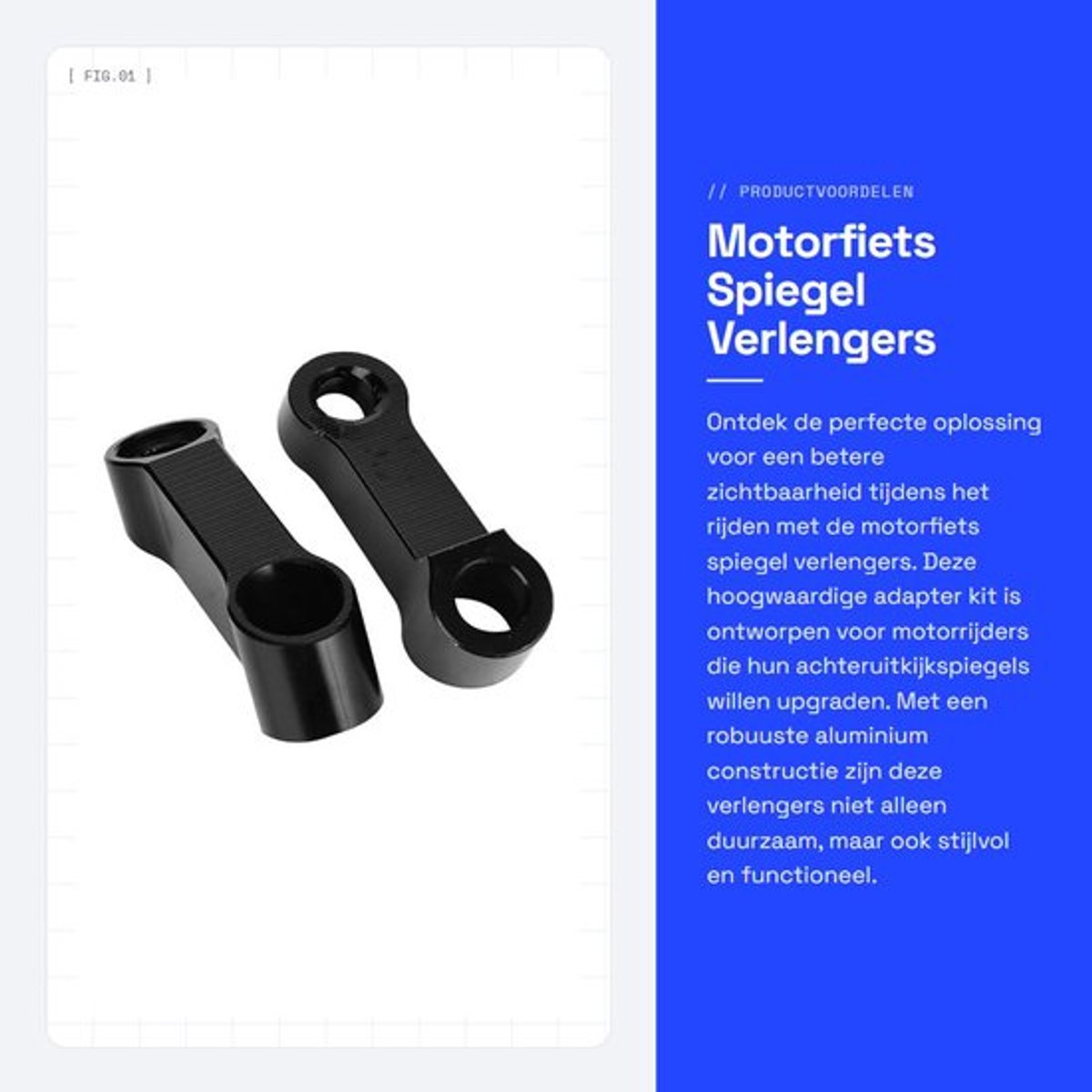 Motorfiets Spiegel Verlengers - Achteruitkijkspiegel Adapter Kit - Robuust - Aluminium - Verstelbaar - Geschikt voor verschillende motore...