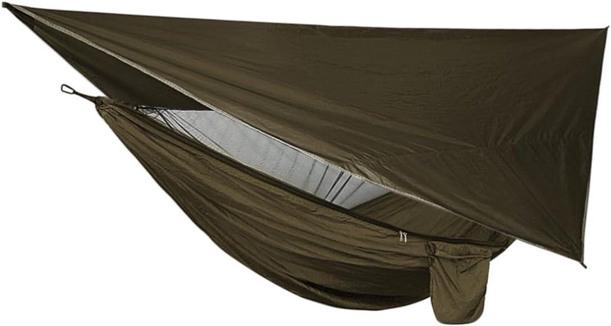 Hangmat Tent Luifel - Kampeerluifel Zonnedak - Buiten Ontspannen - Versterkte Stiksels - 320 x 260 cm - Groen