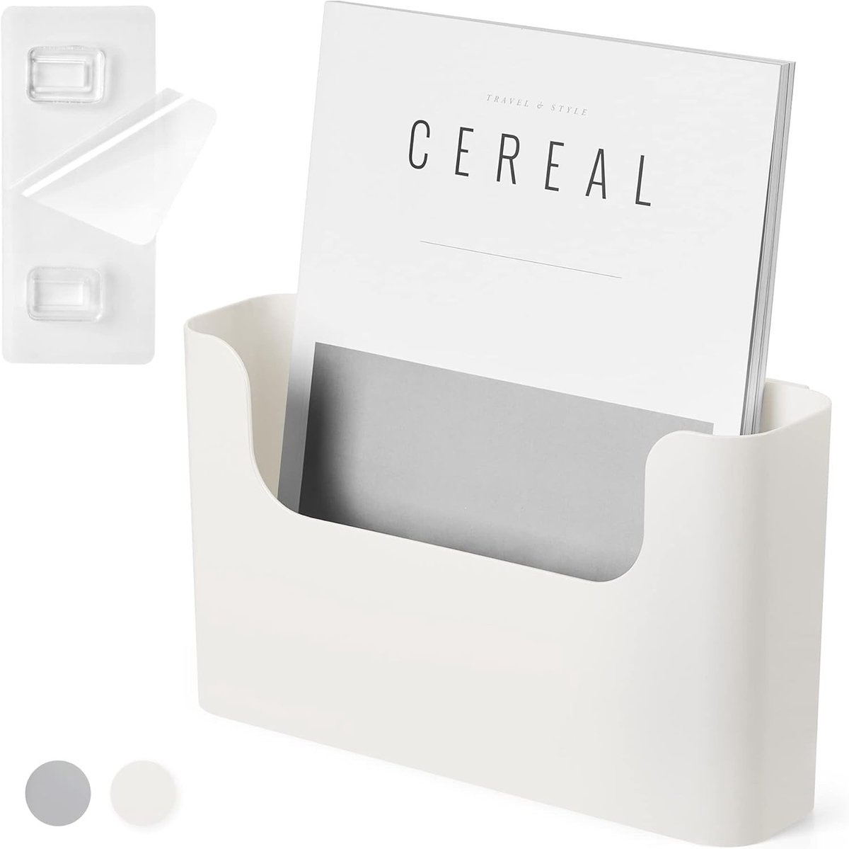 Posthouder - Grijs - 26,4 x 6,8 x 15,2 cm - Wandhouder met Opbergvakken - Voor Documenten en Tijdschriften