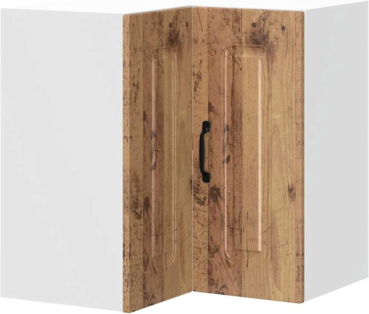 Keukenkast Hoekhangkast - Wandkast Keuken - Keuken Organiseren - Ruimtebesparend Ontwerp - 57 x 57 x 60 cm - Oud Hout