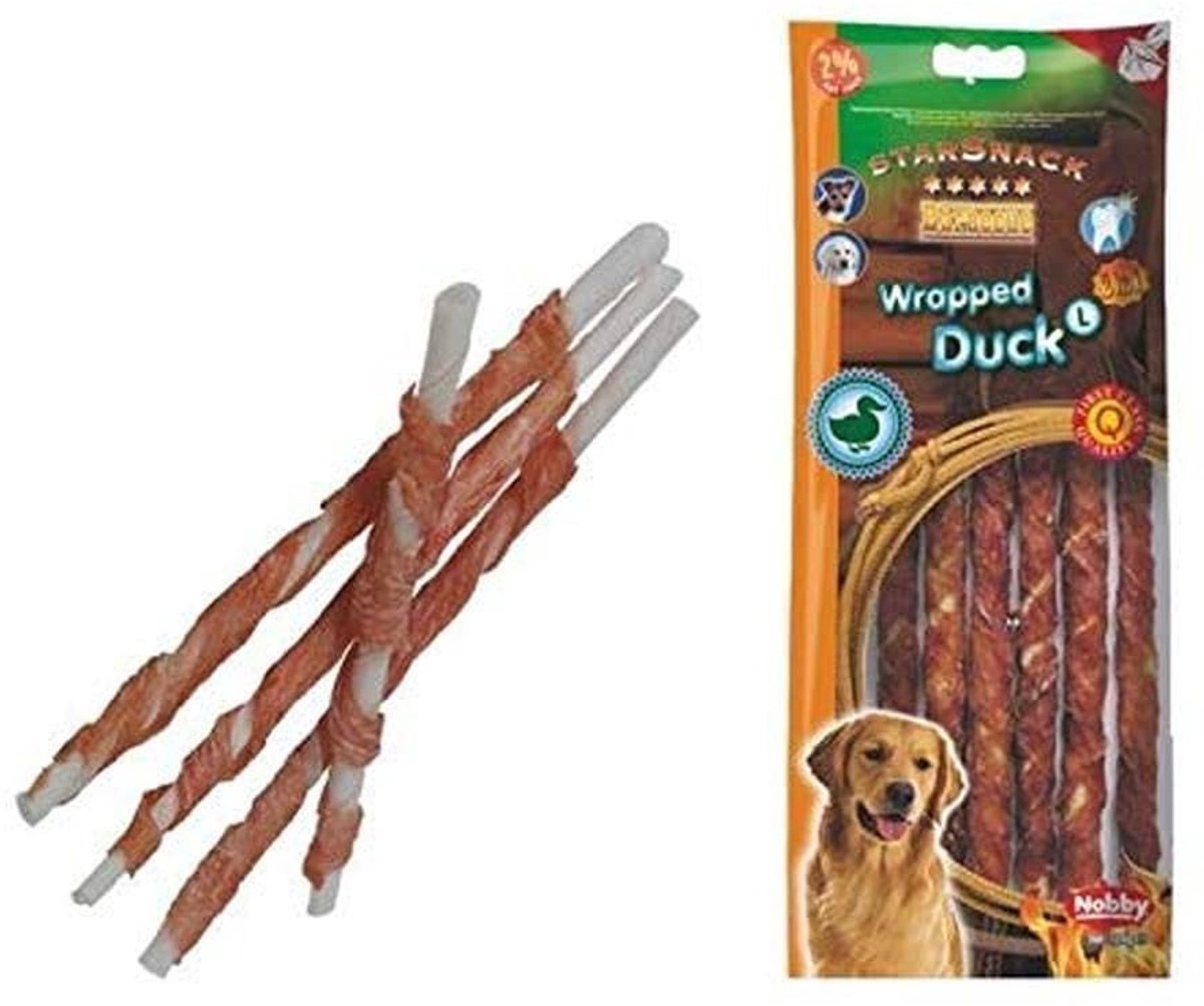 Dierensnack - Eend omhulde Runderhuid Large