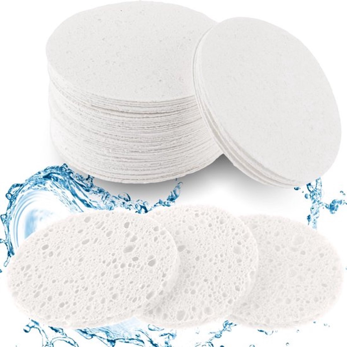 Gezichtsspons 60 Stuks - Gecomprimeerde Spons - Zachte Reinigingsspons - Gezichtsreinigingspads - Exfoliërende Spons - 6 cm Grootte