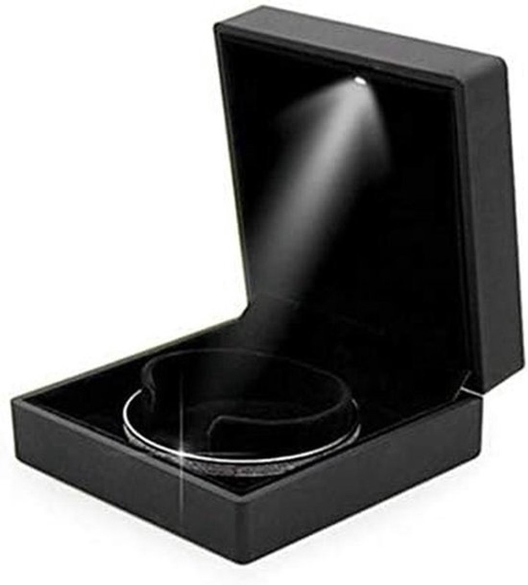 Juwelendoos - LED-verlichting - Luxe en duurzaam - 9,9 x 10 x 4,5 cm - Sieradenopbergdoos - Voor dames - Pluche binnenvoering