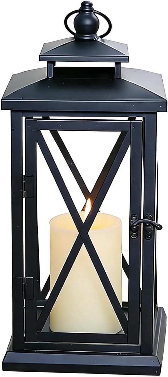 Zwarte Metalen Lantaarn - 28,5 cm - Weerbestendige Graflantaarn voor Buiten - Voor Decoratie en Verlichting
