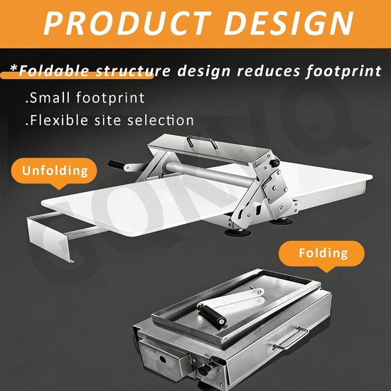 Roestvrijstalen Deegmachine - Deegroller Pastamachine - Zelf Gebak Maken - Opvouwbaar Ontwerp - 5-25 mm Dikte - Zilver — afbeelding 4