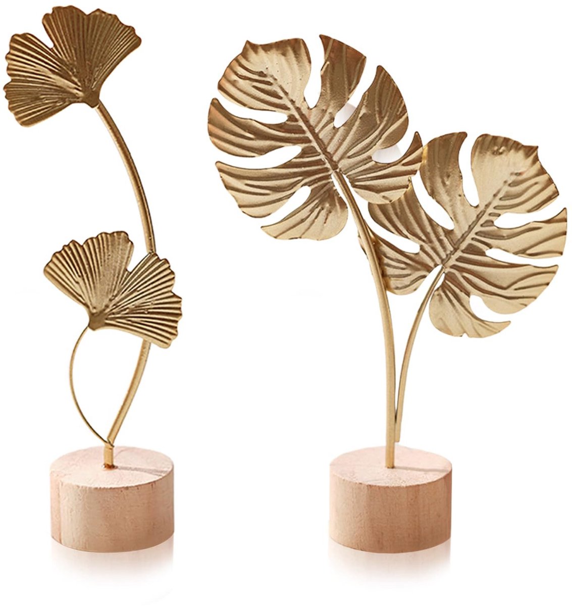 Claoner Decoratie beeld - 2 stuks zilveren bladeren - Creatief beeld - Wijnkast decoratie - Huisdecoratie - Modern