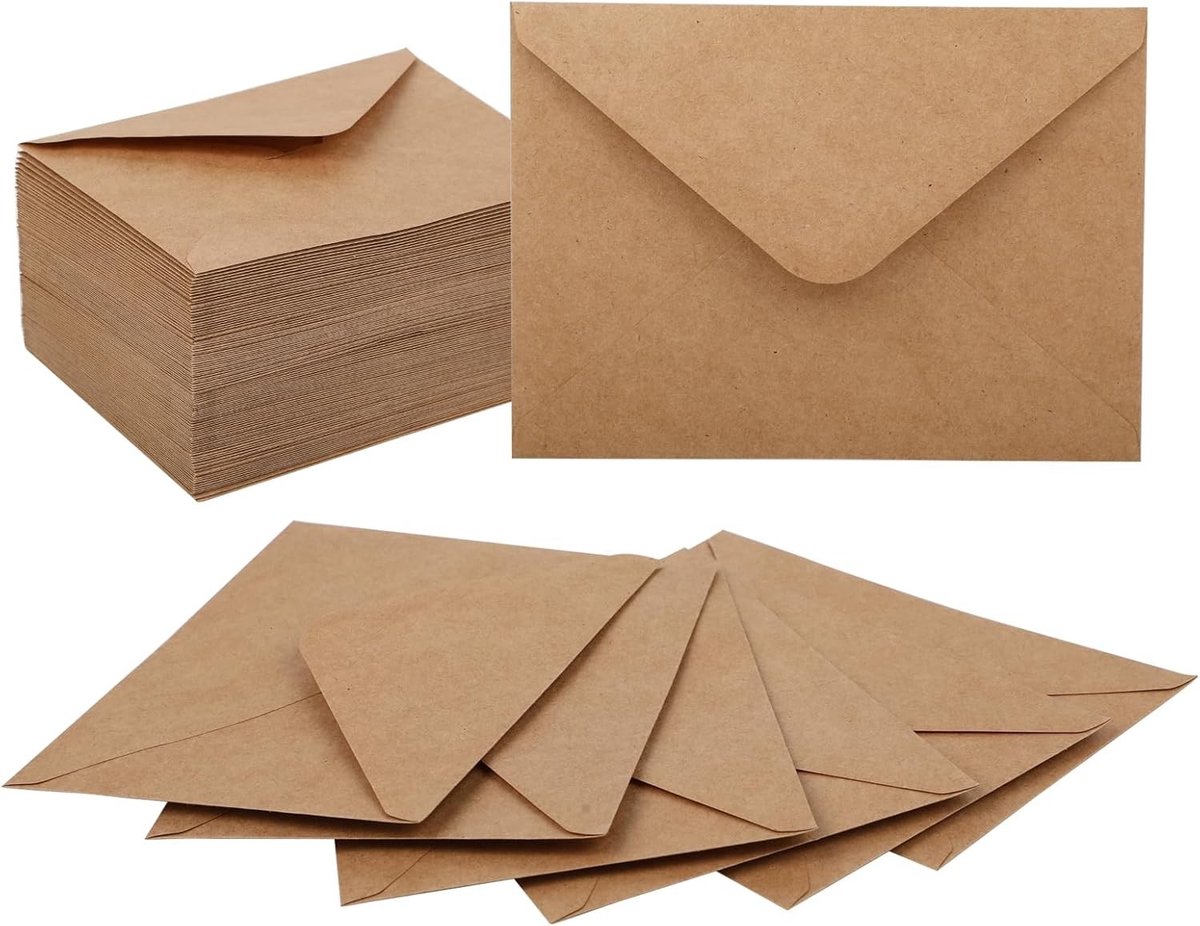 Kraftpapier Enveloppen - Bruin - 18,4 x 13,3 cm - 120g/m² met Natte Lijmsluiting - Voor Wenskaarten en Uitnodigingen