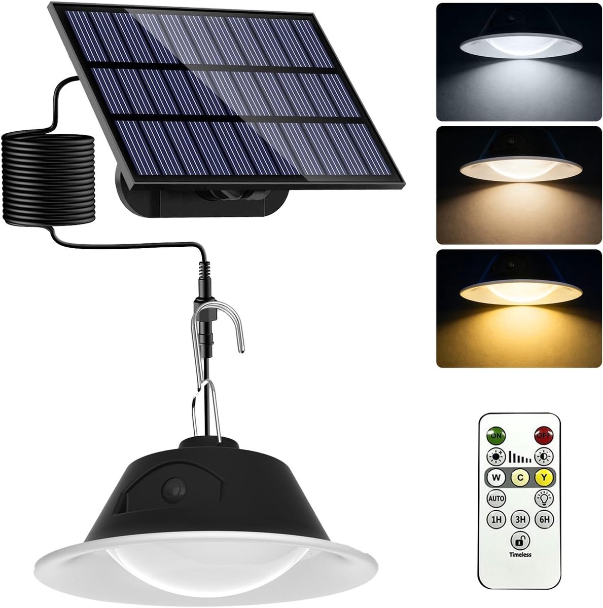 Zonne-energie Hanglamp - Wit - Dimbaar met Afstandsbediening - Waterdicht - Voor Tuin en Terras