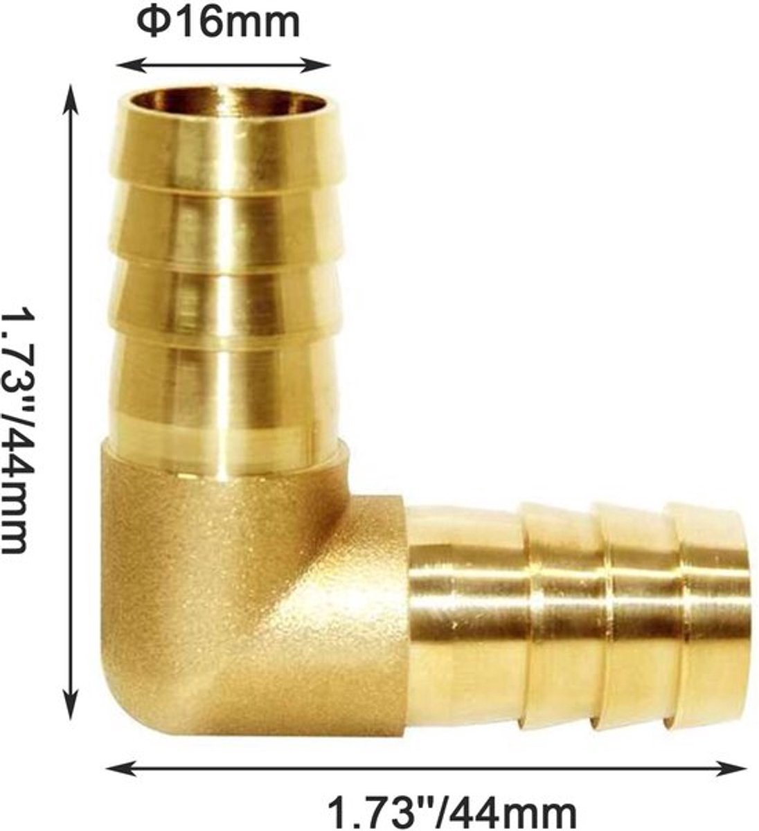 Elleboog Koppeling 16Mm - Messing - 90 Graden - Slangverbinding - Waterdicht - Voor Hydraulische/Oliecircuits - Pijpconnector
